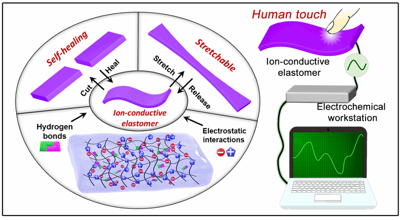 ?不依賴于壓力的觸摸傳感器！吉林大學(xué)劉小孔教授《Mater. Horiz.》：可自修復(fù)的純固態(tài)、無液體、可拉伸、高彈性離子導(dǎo)體
